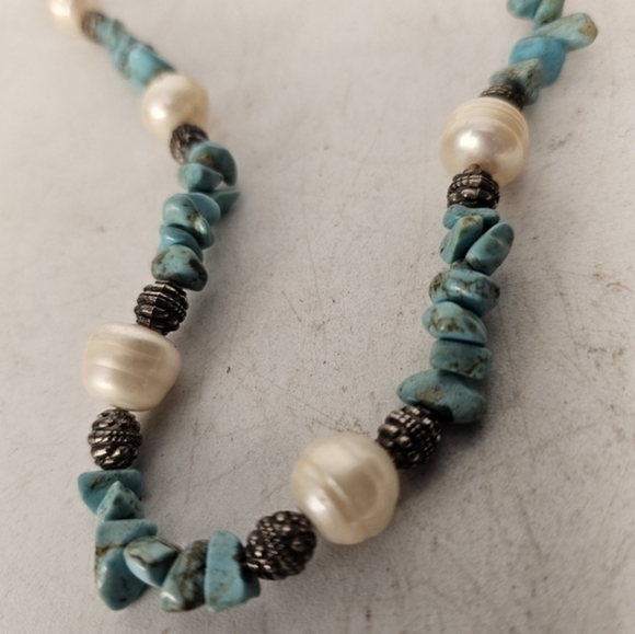 Turquoise and pearl necklace - Picture 4 of 5